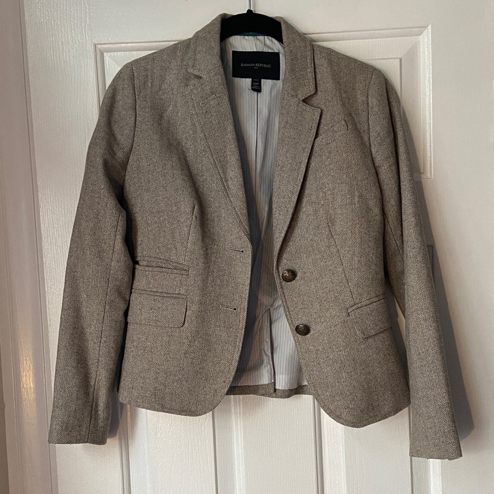 Banana Republic Tan Tweed Blazer